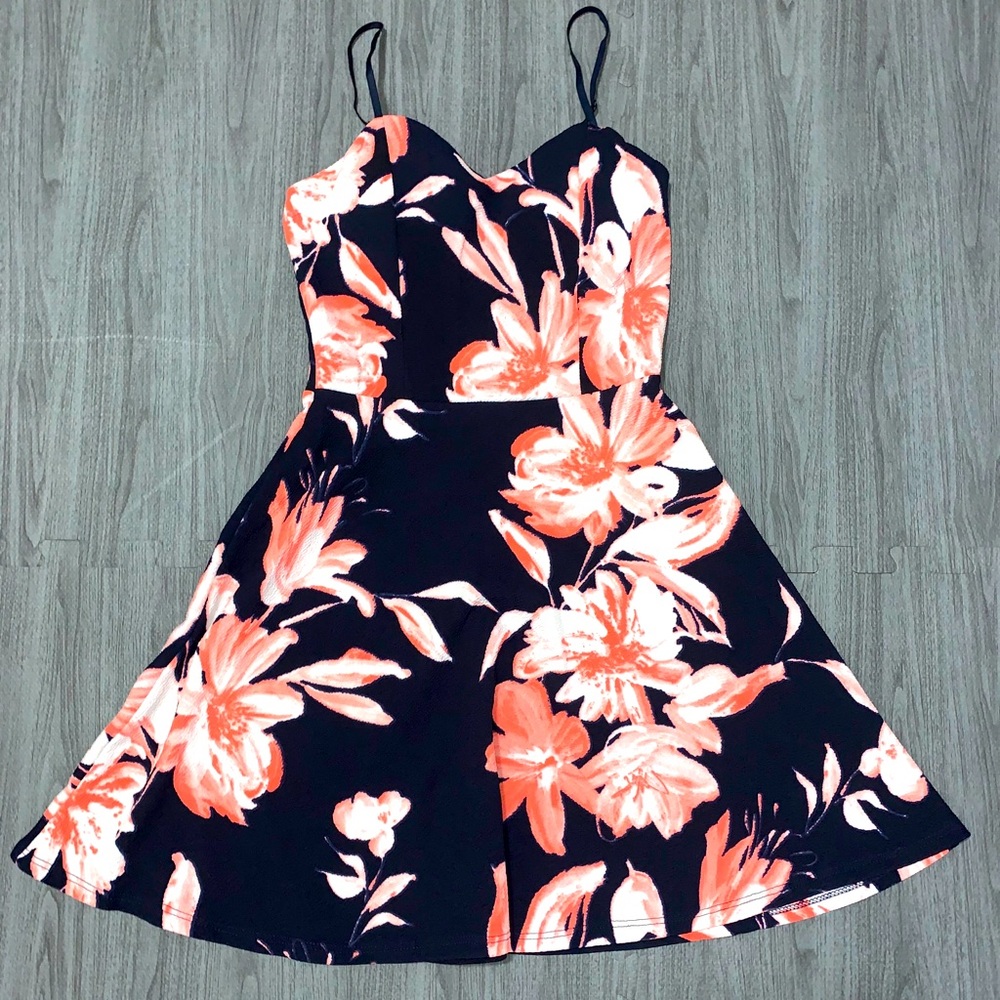 Navy blue and coral dress (S)